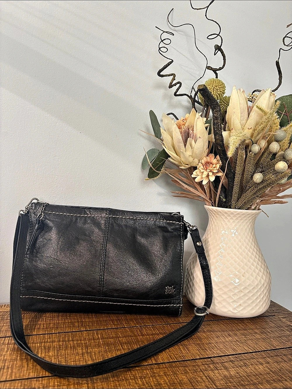 The Sak Black Leather Crossbody Bag